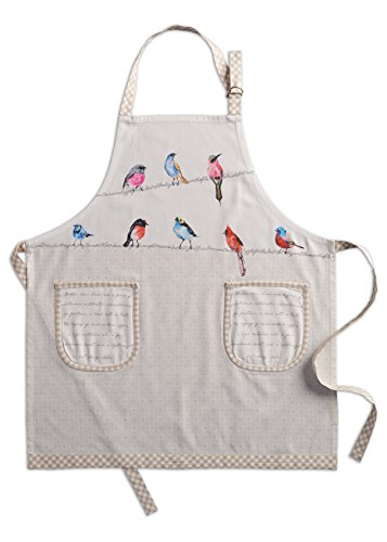 Maison d' Hermine Birdies on Wire 1 Piece 100% Cotton Apron with an Adjustable Neck & Two Side Pockets with Long Ties for Women/Men Chef (27.50'x31.50')