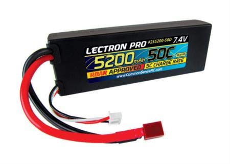 Common Sense RC Lectron Pro 2S 50C LiPo Battery w/T-Style (7.4V/5200mAh)