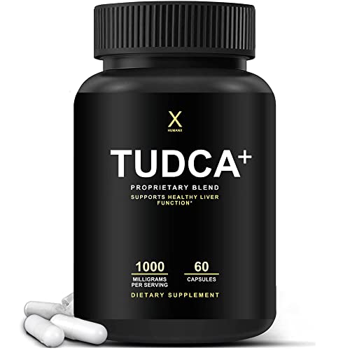 HUMANX TUDCA+ 1000mg (Tauroursodeoxycholic Acid) Powerful Serving Size - Liver Health Aid for Detox and Cleanse - Vegan, Non GMO - USA Made Easy to Swallow Capsules - Tudca Bile Salt Supplement Powder