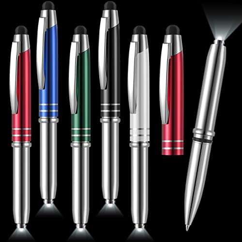 5 Pieces Stylus Pen for Touchscreen Devices Multi-Function Capacitive Pen with LED Flashlight Writing Pens with Ballpoint 3 in 1 Metallic Pens Invisible Ink Pen with Light