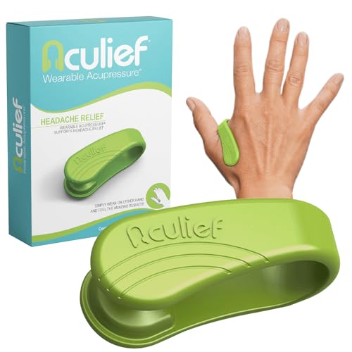 Aculief - Award Winning Natural Headache, Migraine, Tension Relief Wearable – Supporting Acupressure Relaxation, Stress Alleviation, Tension Relief and Headache Relief - 1 Pack (Regular, Green)