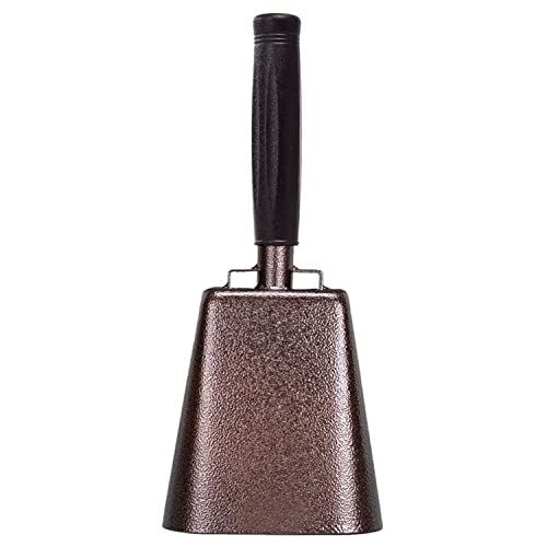 10 in. steel cowbell/Noise makers with handles. Cheering Bell for sporting, football games, events. Large solid school hand bells. Cowbells. Percussion Musical Instrument. Cow Bell Alarm (Copper)