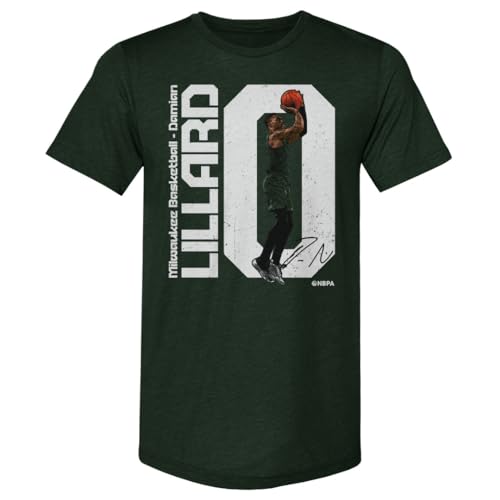 Damian Lillard T-Shirt (Premium Men's T-Shirt, XX-Large, Tri Forest Green) - Damian Lillard Milwaukee Stretch WHT