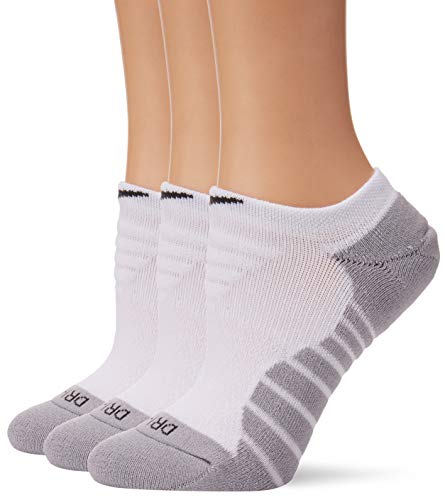 Nike Dry Cushion No-Show Training Socks (3 Pair) (Medium, White)
