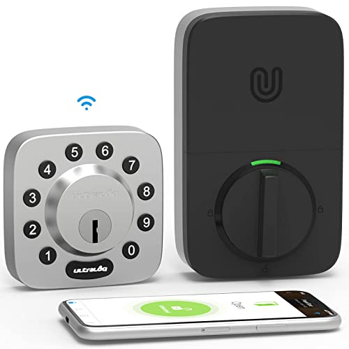 ULTRALOQ U-Bolt WiFi Smart Lock with Door Sensor, 5-in-1 Keyless Entry Door Lock with Built-in WiFi, Bluetooth and Keypad, WiFi Door Lock, WiFi Deadbolt