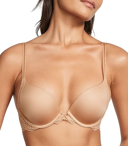 Victoria's Secret Dream Angels Push Up Bra, Moderate Coverage, Padded, Plunge Neckline, Bras for Women, Beige (36DDD)