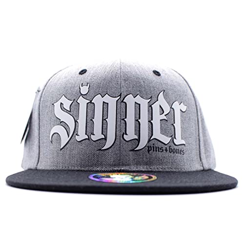 Pins & Bones Sinner Hat Black & Grey Punk Rock Hat Goth Snapback