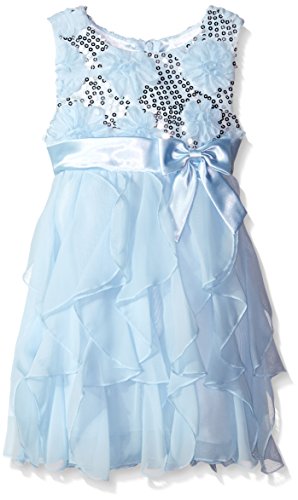 American Princess Little Girls' Toddler Sequin Corkscrew Dress, Ice Blue, 4T