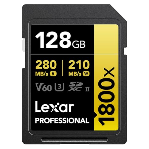 Lexar 128GB Professional 1800x UHS-II SDXC Memory Card (Gold Series)