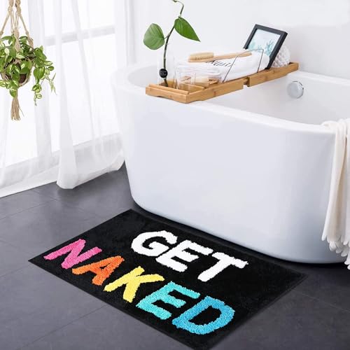 Qubomax Get Naked Bath Mat - Non-Slip Quick Absorbent, Funny Bathroom Rugs Cute Bath Mat - Tufted Weave, Low Pile Cotton, Microfiber Polyester Fun Bath Mat Waterproof, Machine-Washable - 32'x20'