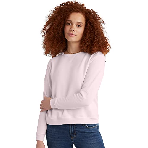 Hanes womens Ecosmart Crewneck Sweatshirt, Pale Pink, Medium US
