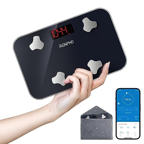 RENPHO Travel Scale for Body Weight, Mini Bathroom Scale for Body Fat, Portable Elis Go Weight Scale for Traveling with Storage Case, 13 Body Composition Analyzer with App, 400 lbs, 11.02' x 7.09'