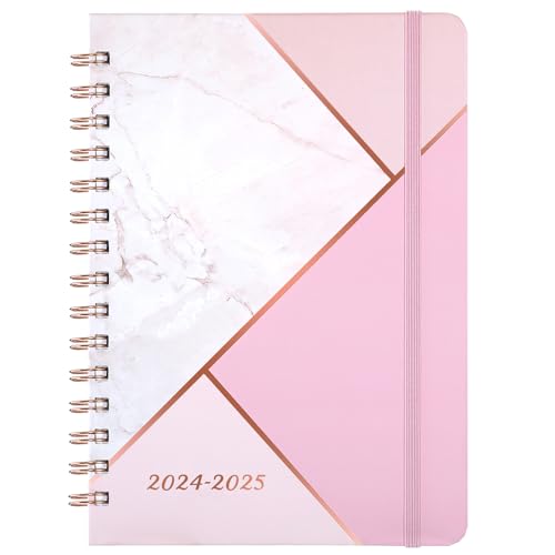 2024-2025 Planner - July 2024 - June 2025, Planner 2024-2025, 6.3' x 8.4', 2024-2025 Weekly and Monthly Planner with Marked Tabs - Pink Marble