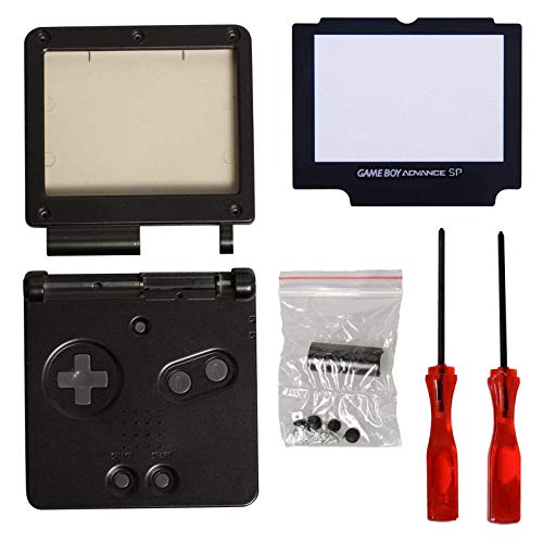 Timorn Full Parts Housing Shell Pack Replacement for GBA SP Gameboy Advance SP (Black Pack)