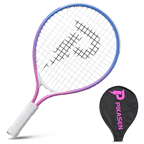 PIKASEN 17' Kids Tennis Racket Best Starter Kit for Kids Age 4 and Under with Shoulder Strap Bag and Mini Tennis Racket Toddler Tennis Raquet (Pink)