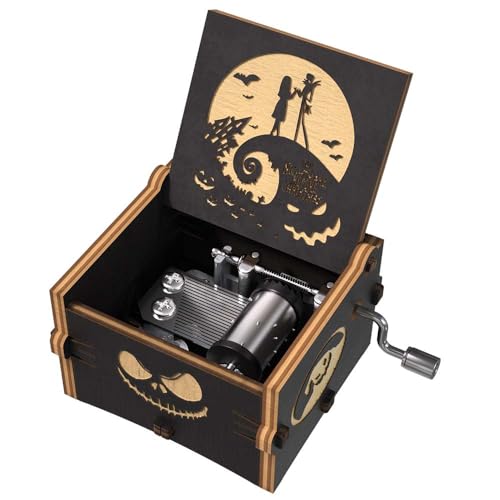 Ucuber The Nightmare Before Christmas Music Box - Engraved Mini Wood Music Box Gift, Melody This is Halloween, Home Decor for Halloween Thanksgiving Christmas Boys and Girls