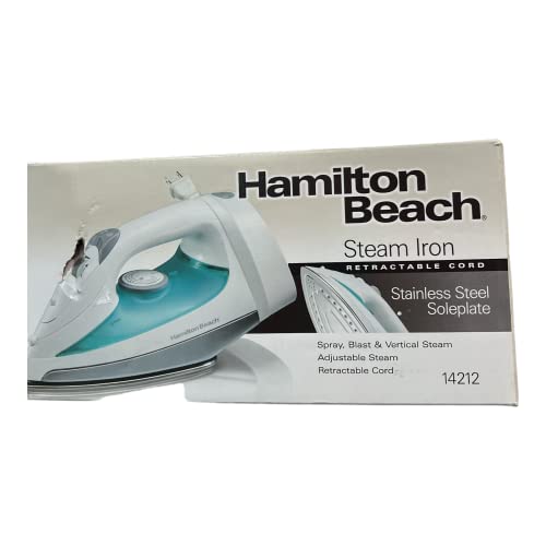 Hamilton Beach Retractable Cord Iron, 14212, Durable stainless steel soleplate for smooth glide over fabrics