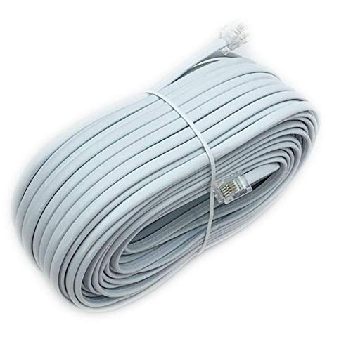 iMBAPrice 100 Feet Long RJ11 Telephone Extension Cord Phone Cable Line Wire in White for Telephone, fax Machine, Modem, or Other Devices to The Telephone Wall Jack