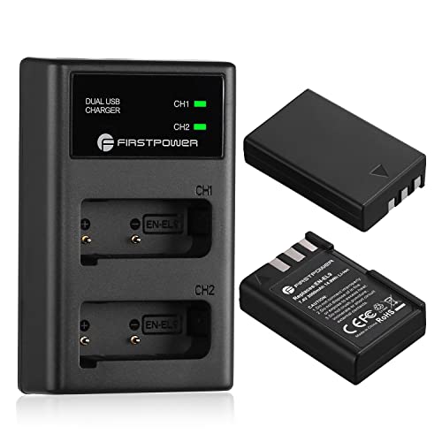 FirstPower EN-EL9 EN EL9a Battery 2-Pack 2000mAh and Dual USB Charger Compatible with Nikon D40, D40x, D60, D3000, D5000 Digital SLR Cameras