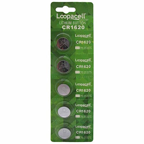 LOOPACELL 100 x Lithium Battery CR1620 1620 Button Cells, 20 x Packs of 5 Batteries