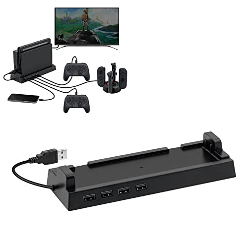 Mcbazel USB Hub for Switch Dock, 4 Ports USB 2.0 Hub Dock Compatible with NS Switch - Black