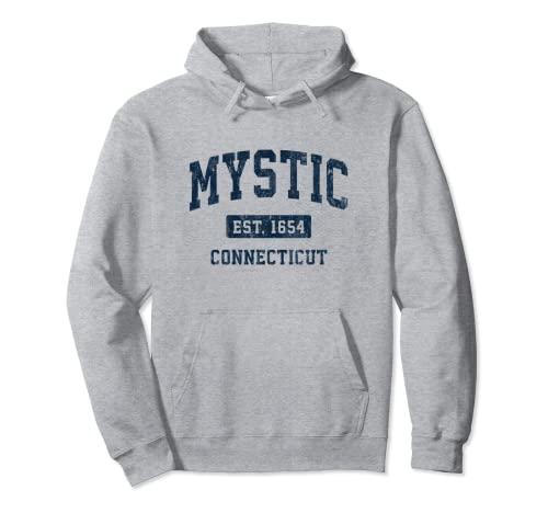 Mystic Connecticut CT Vintage Athletic Sports Design Pullover Hoodie