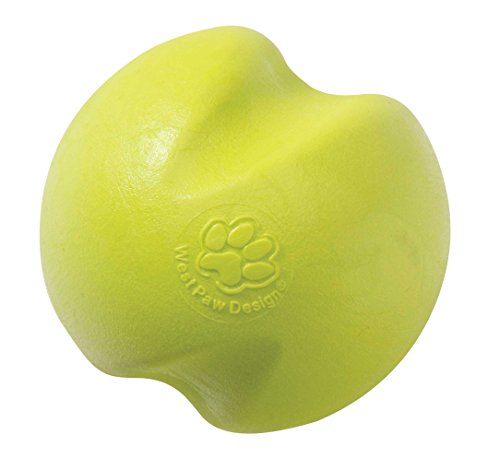 West Paw Zogoflex Jive Ball Dog Chew Toy – Bouncing Toys for Dogs, Fetch, Catch, Chewing, Play – Floatable, Recyclable Balls – Latex-Free, Non-Toxic, Dishwasher Safe Dog Toy, Large 3.25', Granny Smith