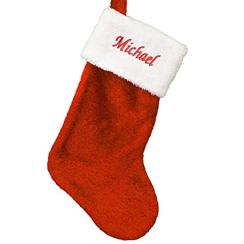 GiftsForYouNow Embroidered Red Plush Personalized Christmas Stocking, Customized, Stocking for The Mantle