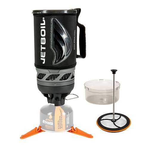Jetboil Flash Java Kit Camping and Backpacking Stove Cooking System with Silicone French Press Coffee Maker, Carbon