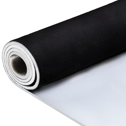 Hiksuky Suede Auto Headliner Fabric 54' L×60' W with Foam Backing, Black Interior Replacement Material for Car/Truck/SUV/RV Roof, Home Repair/DIY Headliner Material, No Ironing Needed