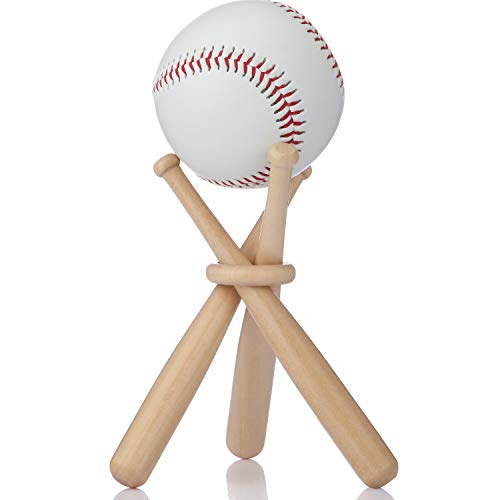 Honoson 1 Pack Baseball Stand Baseball Holders for Balls Display Baseball Bat Wooden Display Stand Holder Display Baseball Centerpieces for Tables for Kids and Sports Lover (Wood Color)