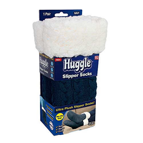 Ontel Huggle Slipper Socks, Navy, One Size