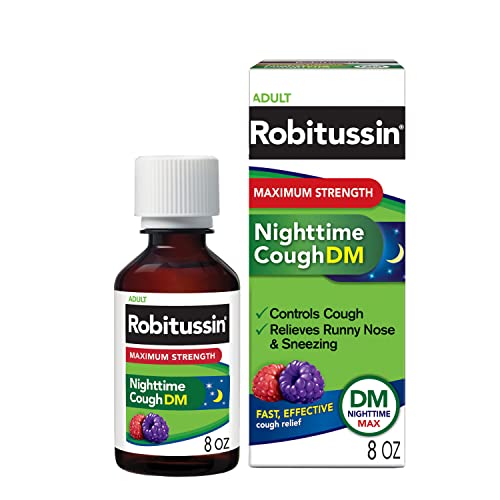 Robitussin Maximum Strength Nighttime Cough DM Max, Adult Formula, Berry Flavor - 8 Fl Oz Bottle