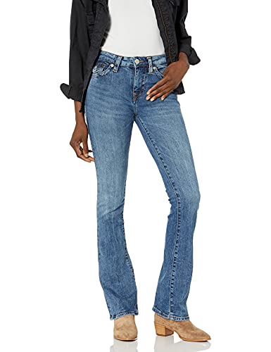 True Religion Women's Becca Mid Rise Bootcut Flap Jean, Ghost Wave, 32