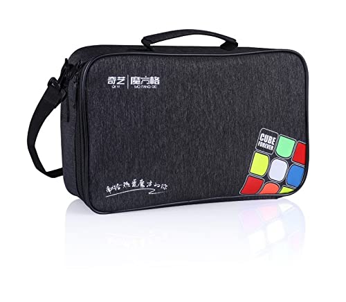 Professional Speed Cube Storage Bag with Individual Compartments for Timer/Cubes/Cup/Mat Supplies- Black Satchel Shoulder Bag Carry Case Perfect for Competitions- From MRC