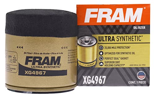 FRAM Ultra Synthetic Automotive Replacement Oil Filter, Designed for Synthetic Oil Changes Lasting up to 20k Miles, XG4967 with SureGrip (Pack of 1)