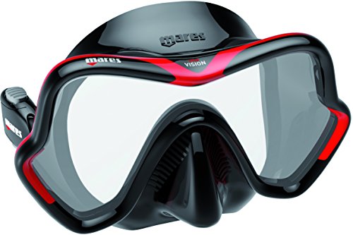 Mares One Vision Scuba Diving Snorkeling Mask, Black Red