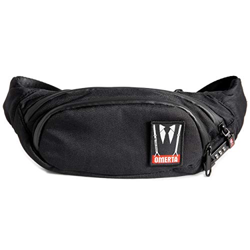 Dime Bags Omerta Outfit | Carbon Filter Fanny Pack | Carbon-Lined Waist Bag with Combination Lock (Black)