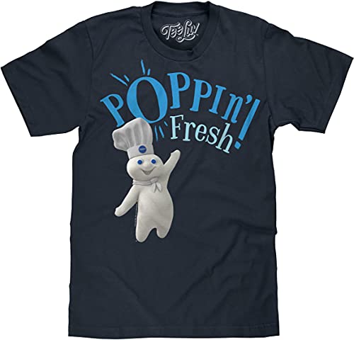 Tee Luv Men's Poppin' Fresh Pillsbury Doughboy Shirt, Navy Blue, S