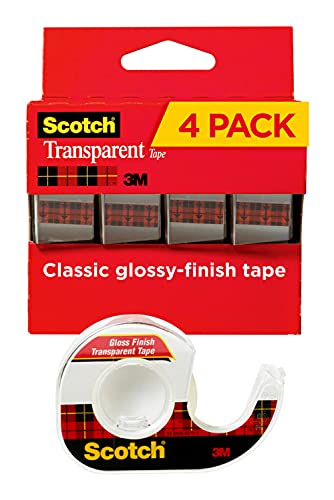 Scotch Transparent Tape, 4 Dispensered Rolls, Versatile, Clear Finish, Engineered for Office and Home Use, 3/4 x 850 Inches (4814)
