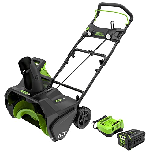 Greenworks 80V (75+ Compatible Tools) 20” Brushless Cordless Snow Blower, 2.0Ah Battery and Charger Included