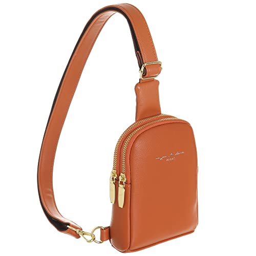INICAT Small Crossbody Sling Bag Faux Leather Fanny Pack Purses for Women(Orange Red)