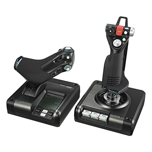 Logitech G Saitek X52 Pro Flight Control System, Controller and Joystick Simulator, LCD Display, Illuminated Buttons, 2xUSB, PC - Black/Silver