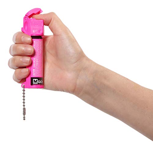 mace Brand Personal Pepper Spray (Neon Pink) – 12’ Pepper Spray with 3-in-1 Formula, Flip Top Safety Cap, Leaves UV Dye on Skin – Self Defense Pepper Spray for Women, Made in The USA