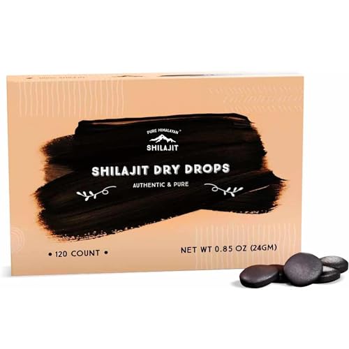 Pure Himalayan Shilajit Dry Drops, 100% Pure Natural Shilajit, Grade A, Max Potency 85+ Clean Trace Minerals & Fulvic Acid for Energy, Metabolism & Immune Support Supplement for Men & Women (120 tabs)