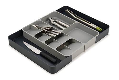 Joseph Joseph DrawerStore Kitchen Drawer Organizer Tray for Silverware Cutlery Utensils and Gadgets, Expandable, Gray