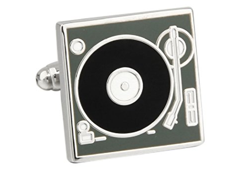 MRCUFF Turntable Record Player DJ Music Pair of Cufflinks in a Presentation Gift Box & Polishing Cloth