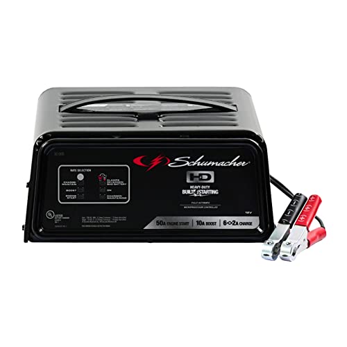 Schumacher Electric SC1305 Fully Automatic Battery Charger and Jump Starter for Car, SUV, Truck, and Boat Batteries, 50 Amps, 10-Amp Boost Mode, 12 Volt, Black, 1 Unit