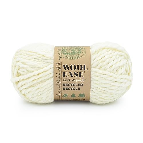 Lion Brand Yarn Wool-Ease T&Q Recycled, Bulky Yarn for Crochet, Cream, 1 Pack