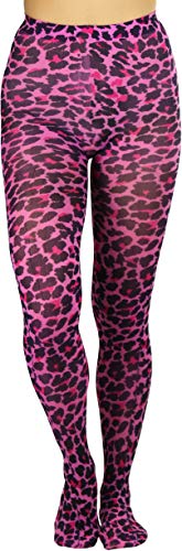 ToBeInStyle Women’s Vibrant Multicolor Animal Print Pantyhose Assorted Hosiery - Leopard Print Hot Pink Black